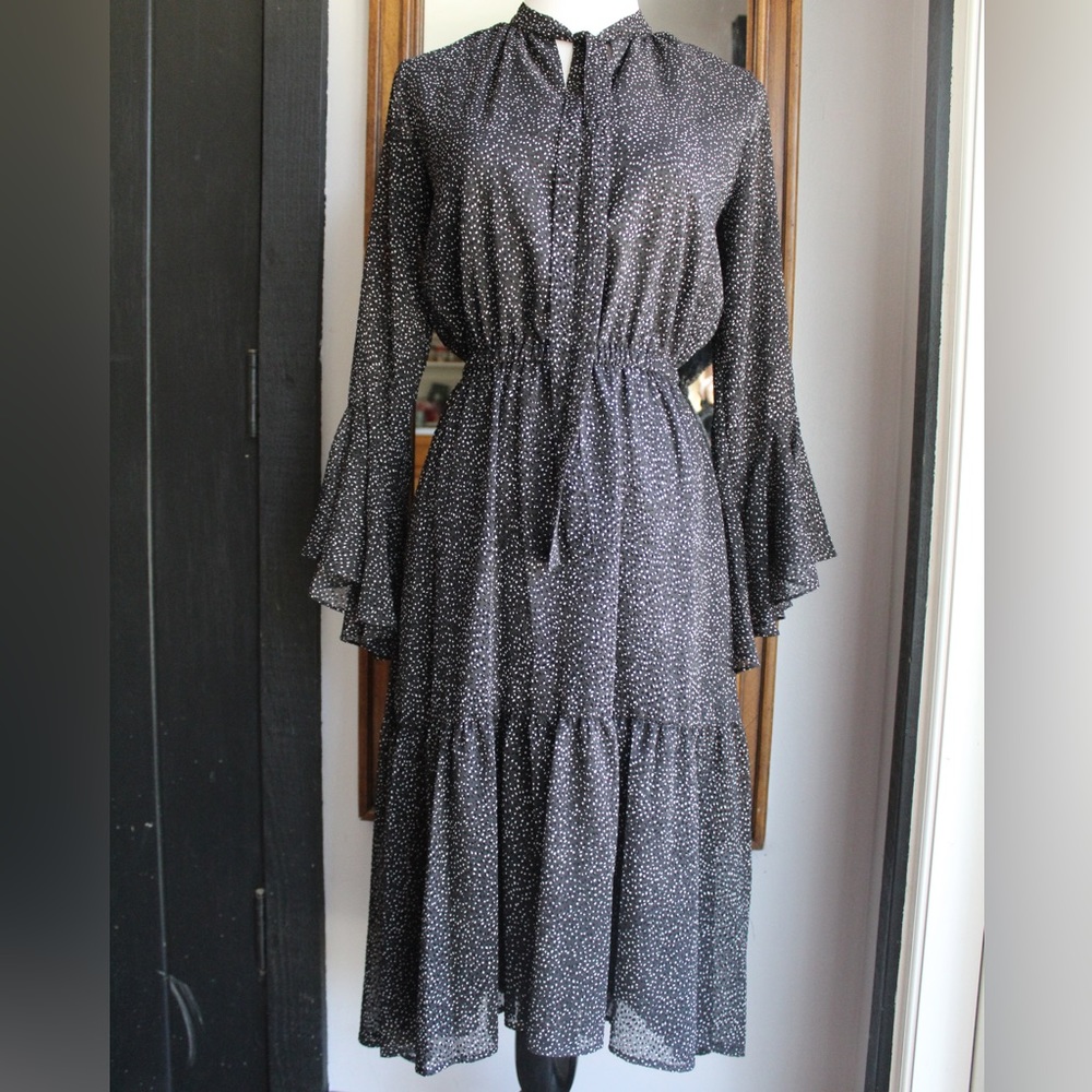 {Donna Karan} New York sheer layer polka dot dress